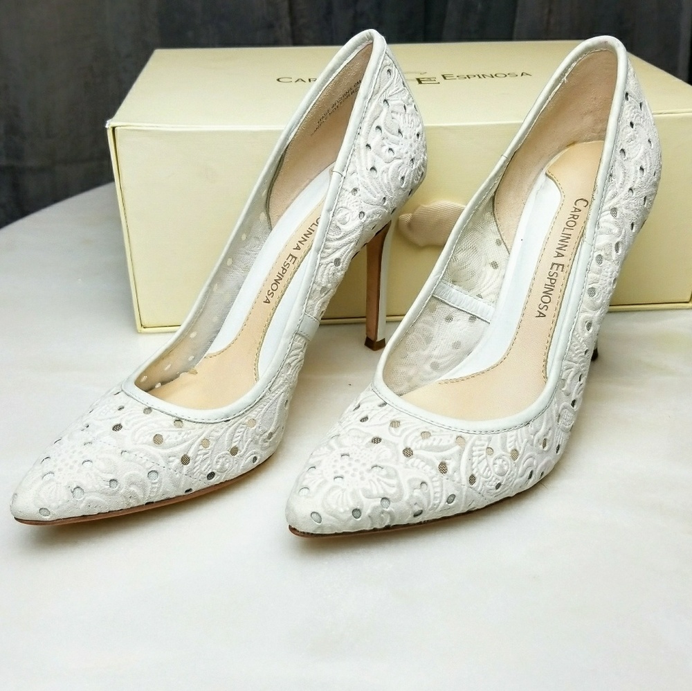 White Suede heels